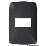 Placa para 1 Modulo Horizontal Tampa 4x2 Com Suporte - (HOME PRETO GRAFITE)